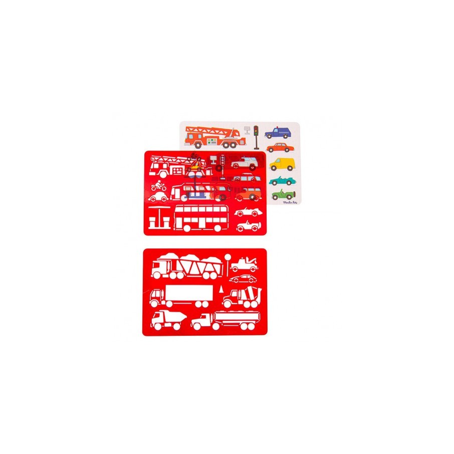 Plantillas para dibujar vehículos (Moulin Roty)