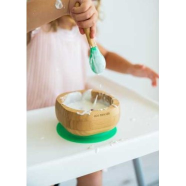 Bol de bambú con ventosa y cuchara (Eco Rascals)