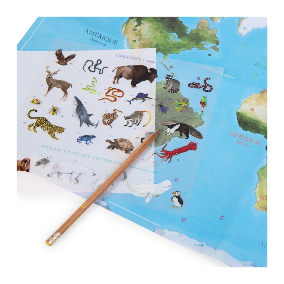 Mapamundi de Calcomanías de Animales de Moulin Roty