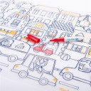 Mantel silicona rojo para colorear + 5 rotuladores Popi Moulin Roty