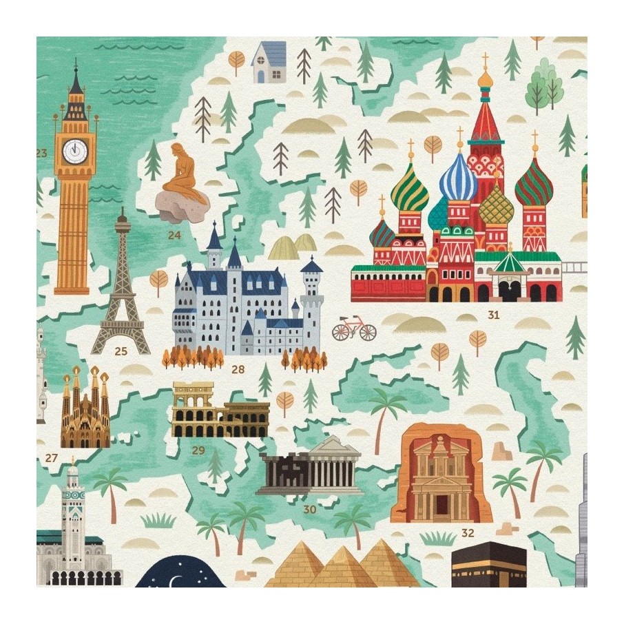 Gran Póster de Pegatinas "Monumentos del Mundo" Poppik