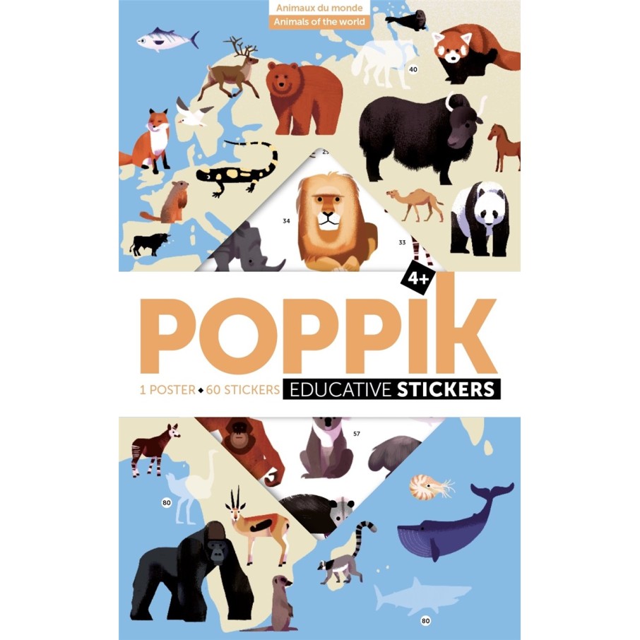 Gran Póster de Pegatinas "Animales del Mundo" Poppik