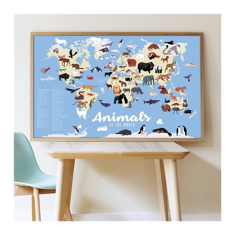 Gran Póster de Pegatinas "Animales del Mundo" Poppik