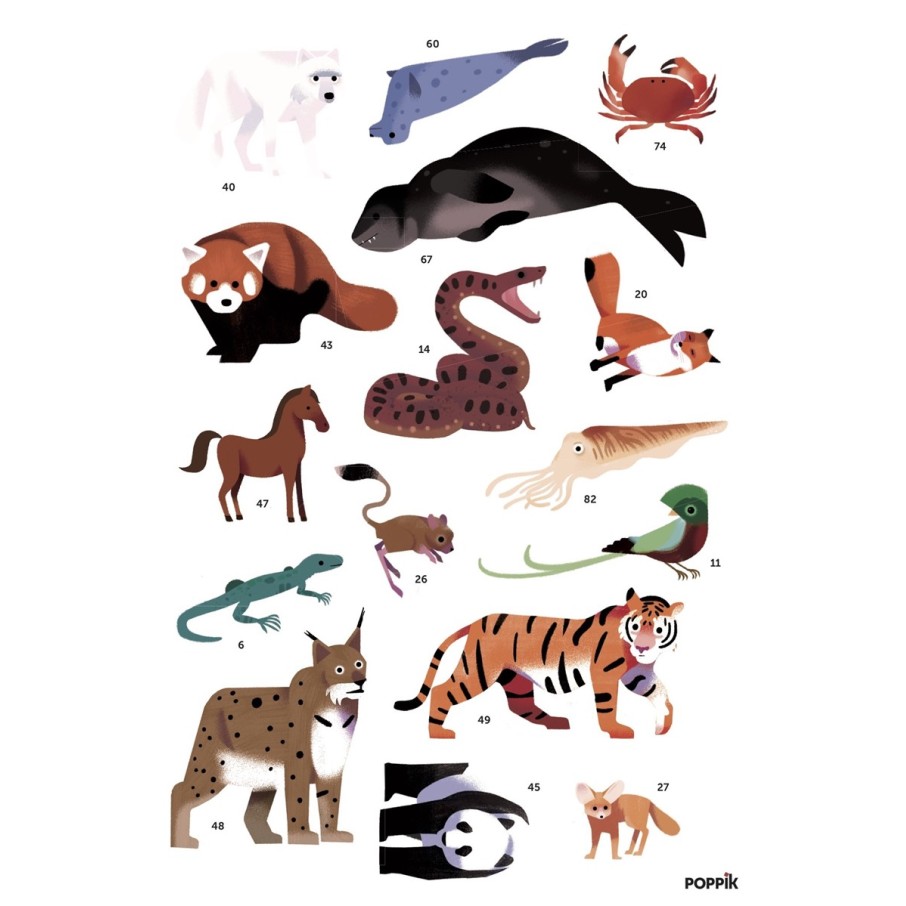 Gran Póster de Pegatinas "Animales del Mundo" Poppik