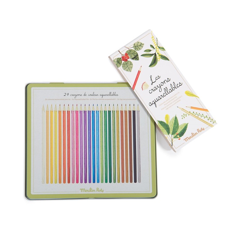 Caja 24 lápices acuarelables El jardín Moulin Roty